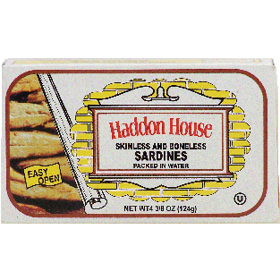 Haddon House  skinless and boneless sardines packed in water 4.375oz