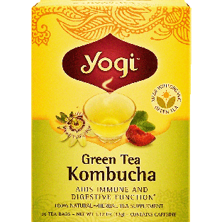 Yogi Green Tea Kombucha herbal tea supplement aids immune and di1.12oz