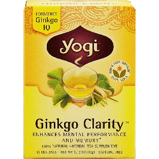 Yogi Ginkgo Clarity herbal tea supplement enhances mental perfor1.12oz