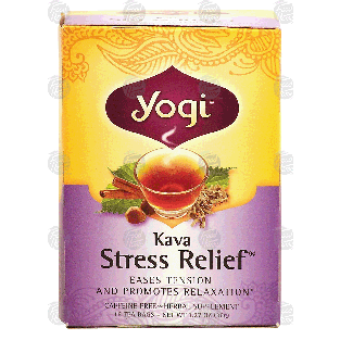 Yogi Kava Stress Relief caffeine free herbal supplement, 16 tea1.27-oz