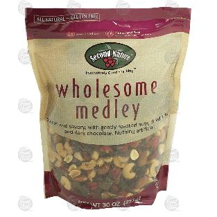 Second Nature wholesome medley dark chocolate chunks, roasted and 30oz