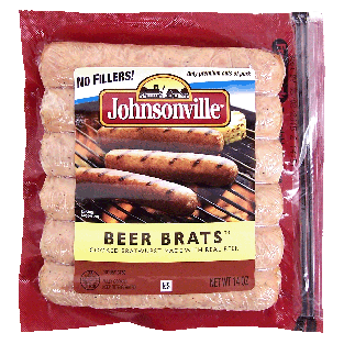 Johnsonville  beer brats, cooked bratwurst, 6-count 14oz