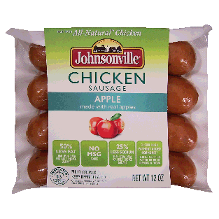 Johnsonville  chicken sausage, apple, made with real apples, 4 ct 12oz