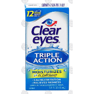 Clear Eyes Triple Action moisturizes, lubricant / redness reli 0.5fl oz