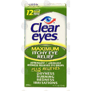 Clear Eyes  maximum itchy eye relief, astringent / lubricant r 0.5fl oz