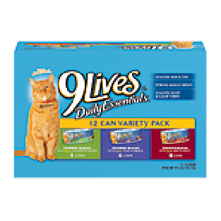 9 Lives  for adult cats & kittens, 4 with chicken in gravy, 4 with12ct