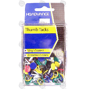 HQ Advance The Boxables thumb tacks vinyl coated, multi-color  100ct