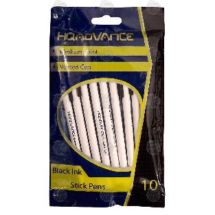 HQ Advance  medium point, vented cap stick pens, black ink  10ct