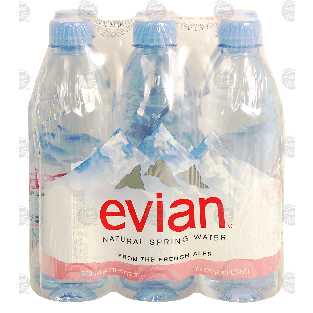 Evian  natural spring water 6- 500 ml bottles 6-pk