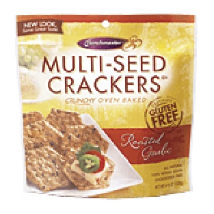 Crunchmaster  roasted garlic multi-seed crackers, gluten free 4.5oz