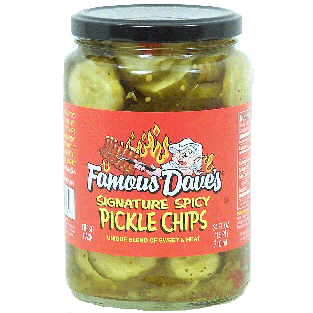 Famous Dave's Signature spicy pickle chips, unique blend of swe24fl oz