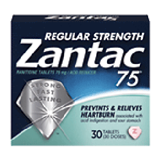 Zantac Acid Reducer Ranitidine Tablets 75 Mg 30ct