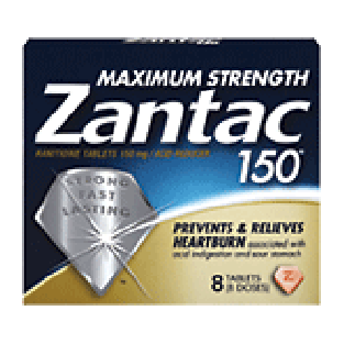 Zantac Acid Reducer Ranitidine Tablets 150Mg Maximum Strength 8ct