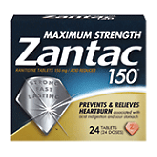 Zantac Acid Reducer Ranitidine Tablets 150Mg Maximum Strength 24ct