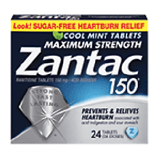 Zantac Acid Reducer Ranitidine Tablets 150Mg Maximum Strength Cool24ct