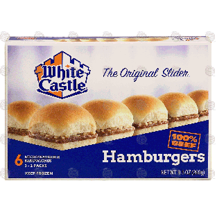 White Castle The Original Slider hamburgers, 100% beef, 6 ct, 3 9.5-oz