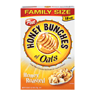 Post Honey Buches of Oats crispy flakes, crunchy oat clusters & a 18oz