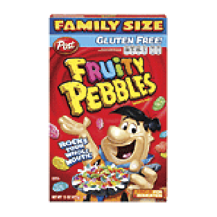 Post Fruity Pebbles fruit flavored rice cereal, sweetened 15oz