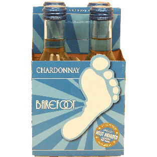 Barefoot  chardonnay wine of California, 13% alc. by vol., 187-ml s4pk