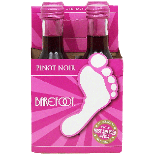 Barefoot  pinot noir wine of California, 12.5% alc. by vol., 187-ml4pk