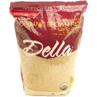 Della  organic brown rice, long grain, micro milled 12lb