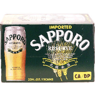Sapporo Reserve imported all malt beer, 22-fl. oz. cans 12pk