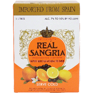 Cruz Garcia Real Sangria spanish red wine and natural citrus flavors3L