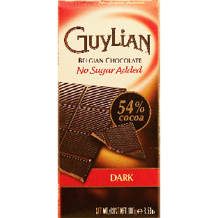 Guylian  dark belgian chocolate bar, no sugar added, 54% cocoa 3.53oz