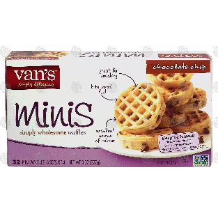 Van's Simply Delicious minis; simply wholesome waffles chocolate c8-oz