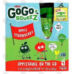 Go Go Squeez  apple strawberry applesauce, 4-pouches 12.8oz