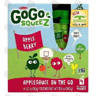 Go Go Squeez  apple berry applesauce, 4-pouches 12.8oz