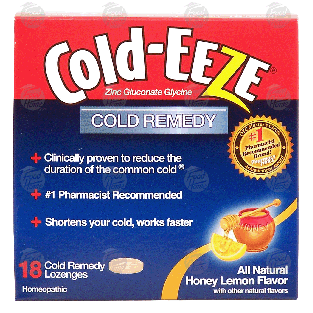 Cold-Eeze Cold Remedy cold remedy lozenges, all natural honey lemo 18ct