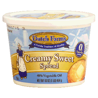 Dutch Farms  creamy sweet spread, 48% vegetable oil 16oz