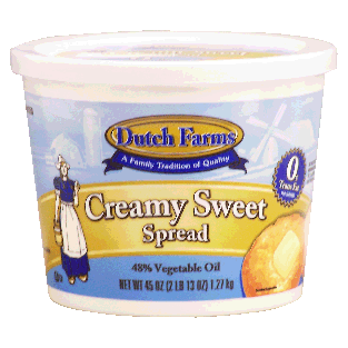 Dutch Farms  creamy sweet spread, 48% vegetable oil 45oz