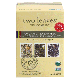 Two Leaves Tea Company  organic tea sampler, whole leaf herbak, 1.15oz