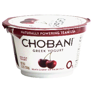 Chobani Greek Yogurt non-fat yogurt, black cherry on the bottom 5.3oz