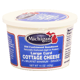 Michigan  large curd cottage cheese, 4% milkfat minimum, grade a 15oz