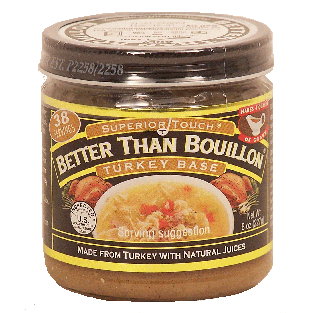 Better Than Bouillon Superior Touch turkey base, made turkey with n8oz