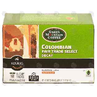 Keurig Green Mountain Coffee colombian fair trade select, decaf,3.9-oz