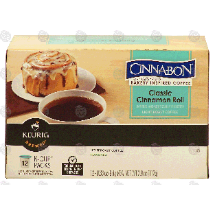 Keurig Cinnabon classic cinnamon roll, light roast coffee, 12 k-3.9-oz