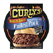 Curly's  pulled pork with bold & spicy barbecue sauce 16oz