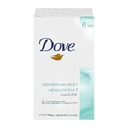 Dove Beauty Bar unscented hypo-allergenic beauty bar, sensitive ski 6ct
