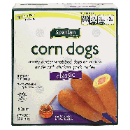 Spartan  classic corn dogs, honey batter wrapped dogs on a sti42.72-oz