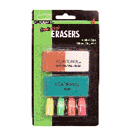 Academix  combo pack erasers, includes 4 caps, 1 green, 1 ink/penci6ct