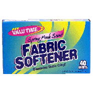 Valu Time  fabric softener dryer sheets, spring fresh scent 40ct