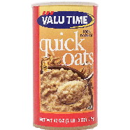 Valu Time  quick oats, 100% natural 42oz