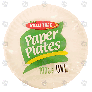Valu Time  paper plates, 9 inch  100ct