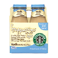 Starbucks frappuccino vanilla flavor light coffee drink, 50% fewer 4pk