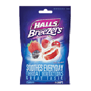 Halls Fruit Breezers Pectin Throat Drops Cool Berry Non-Mentholate25ct