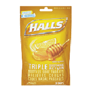 Halls  honey-lemon menthol drops, cough suppressant  30ct